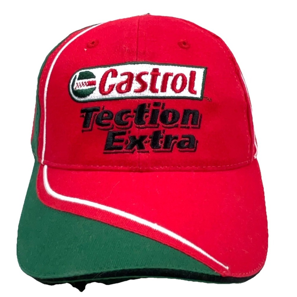 Castrol Hat Cap Strap Back Red Green Dad Baseball Racing Tection Extra‎ VTG